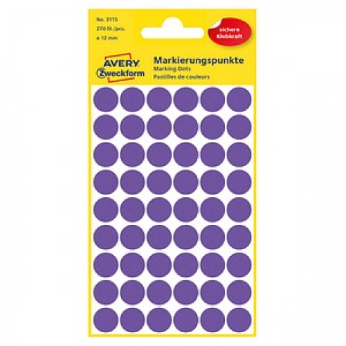 AVERY Zweckform Klebepunkte 3115 violett Ø 12,0 mm