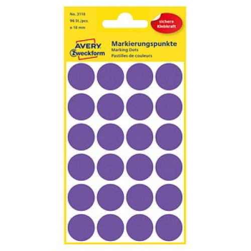 AVERY Zweckform Klebepunkte 3118 violett Ø 18,0 mm, 96 St.