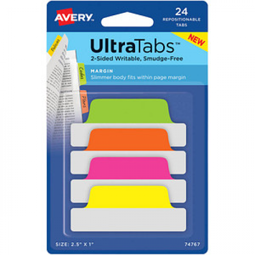 AVERY Zweckform UltraTabs Schmal Haftmarker farbsortiert 24 Blatt