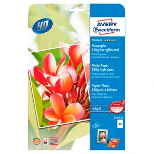 AVERY Zweckform Fotopapier 2556-20 DIN A4 hochglänzend 250 g/qm 20 Blatt