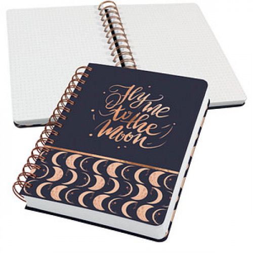 SIGEL Notizbuch mit Spirale Jolie® ca. DIN A5 punktraster, schwarz/kupfer Hardcover 240 Seiten