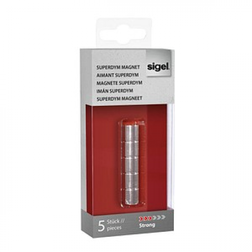 SIGEL Strong Magnete silber, Metall Ø 1,0 x 1,0 cm, 5 St.