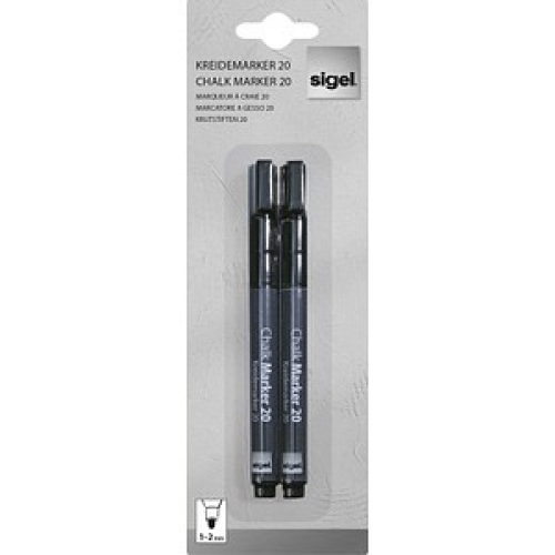 SIGEL 20 Kreidemarker schwarz 1,0 - 2,0 mm, 2 St.