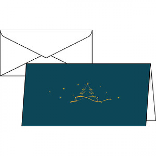10 SIGEL Weihnachtskarten Christmas Tree petrol DIN lang