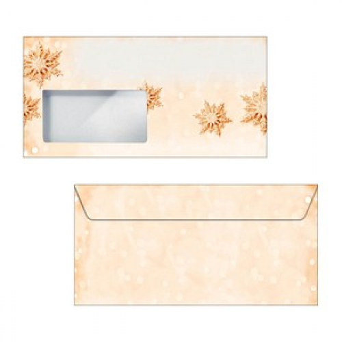 50 SIGEL Weihnachtsbriefumschläge Golden Snowflakes DIN lang mit Fenster