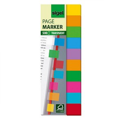 SIGEL Multicolor transparent Haftmarker farbsortiert 10x 50 Streifen