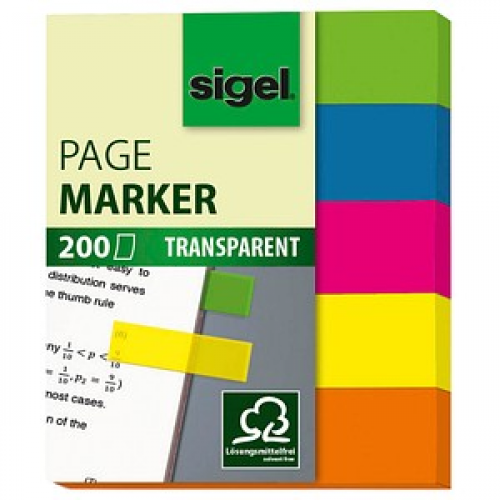 SIGEL Haftmarker transparent Haftmarker farbsortiert 5x 40 Streifen