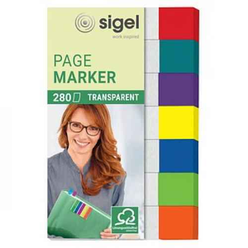 SIGEL transparent Haftmarker farbsortiert 7x 40 Streifen