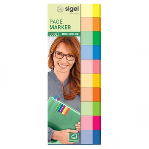 SIGEL MULTICOLOR Haftmarker farbsortiert 10x 50 Streifen