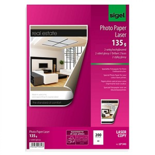 SIGEL Fotopapier LP343 DIN A3 hochglänzend 135 g/qm 200 Blatt