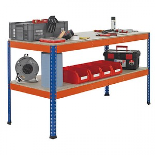 SCHULTE Werkbank blau, orange 153,6 x 123,0 x 99,0 cm