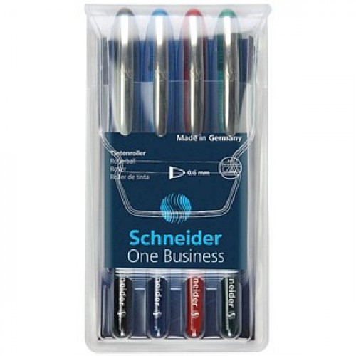 Schneider One Business Tintenroller 0,6 mm, Schreibfarbe: farbsortiert, 4 St.