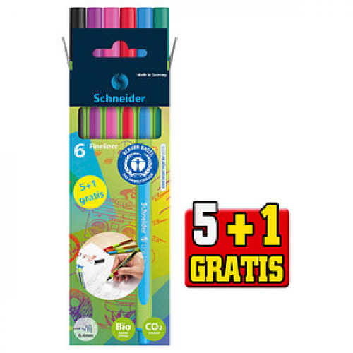 5 + 1 GRATIS: Schneider Line-Up Fineliner farbsortiert 0,4 mm, 5 St. + GRATIS 1 Fineliner