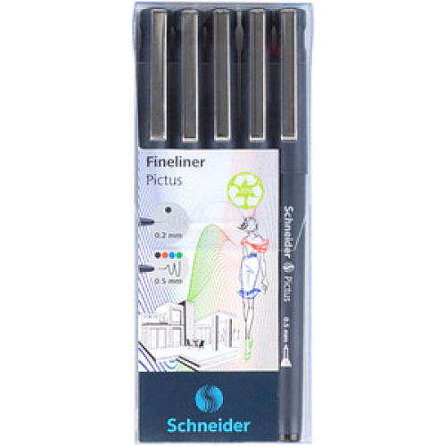 Schneider Pictus Fineliner-Set schwarz, 5 St.