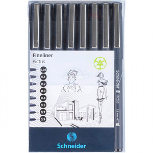 Schneider Pictus Fineliner-Set schwarz, 8 St.