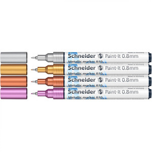 Schneider 010 Lackmarker farbsortiert 0,8 mm, 4 Set