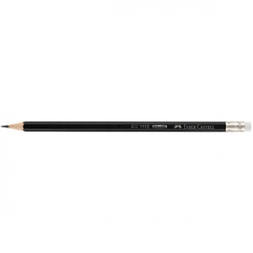 FABER-CASTELL 1112 Bleistifte HB schwarz mit Radierer, 12 St.