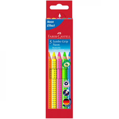 FABER-CASTELL Jumbo Grip Neon Buntstifte farbsortiert, 5 St.