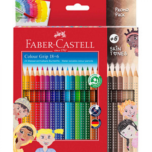 FABER-CASTELL Colour Grip Skin Tones Buntstifte farbsortiert, 24 St.