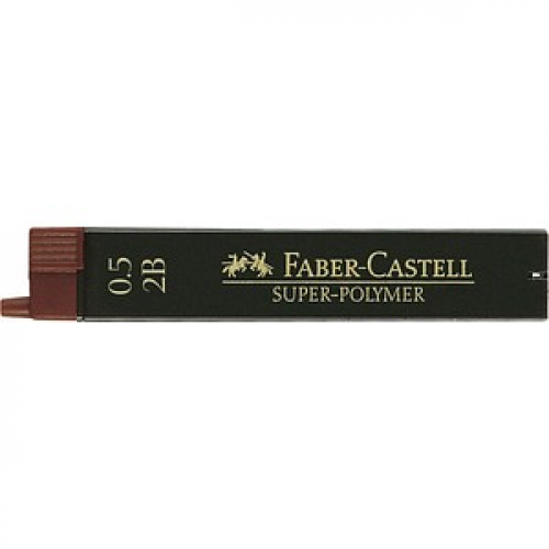 FABER-CASTELL SUPER-POLYMER Feinminen-Bleistiftminen schwarz 2B 0,5 mm, 12 St.