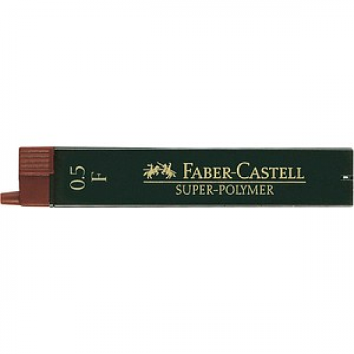 FABER-CASTELL SUPER-POLYMER Feinminen-Bleistiftminen schwarz F 0,5 mm, 12 St.