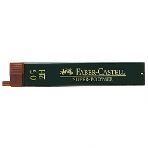 FABER-CASTELL SUPER-POLYMER Bleistiftminen schwarz 2H 0,5 mm, 12 St.