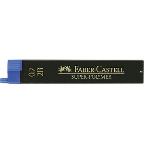 FABER-CASTELL SUPER-POLYMER Feinminen-Bleistiftminen schwarz 2B 0,7 mm, 12 St.