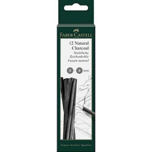 FABER-CASTELL Natural Charcoal Zeichenkohle schwarz, 12 St.