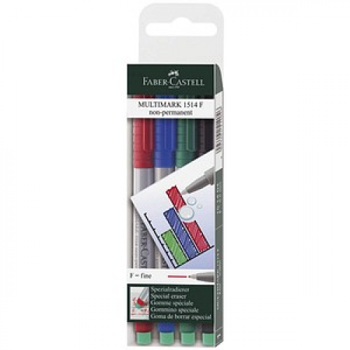 FABER-CASTELL MULTIMARK Folienstifte-Set farbsortiert non-permanent 4 St.