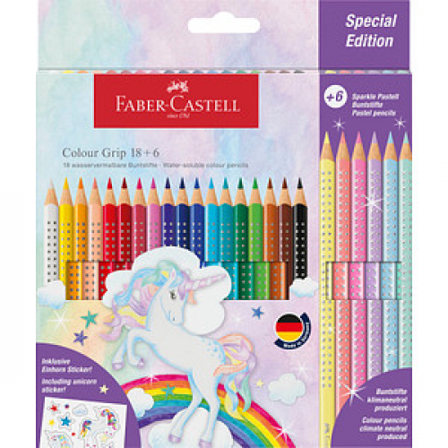 FABER-CASTELL Colour Grip Buntstifte farbsortiert, 24 St.