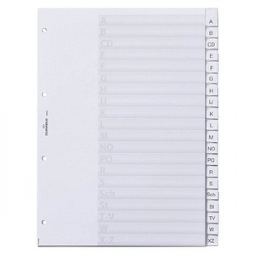 DURABLE Ordnerregister Vollformat A-Z transparent 20-teilig, 1 Satz