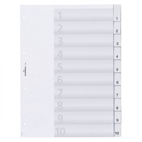 DURABLE Ordnerregister Vollformat 1-10 transparent 10-teilig, 1 Satz