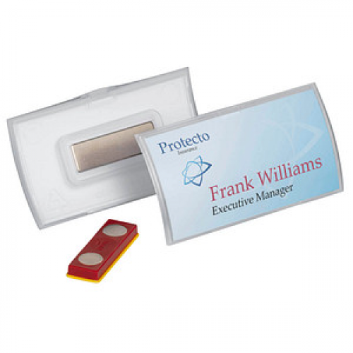 10 DURABLE CLICK FOLD Namensschilder mit Magnet 4,0 x 7,5 cm