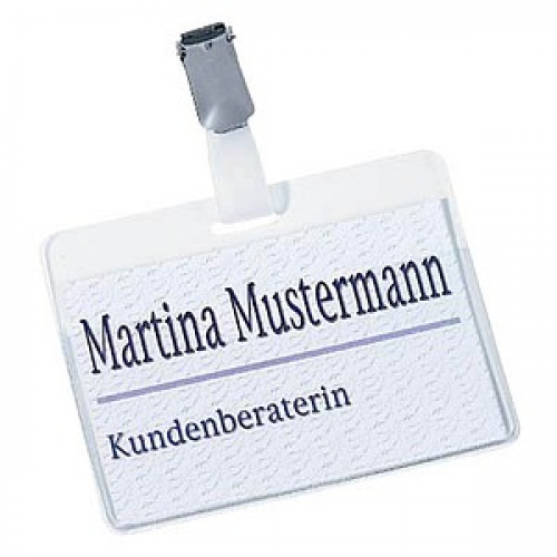 5 DURABLE Namensschilder mit Clip 9,0 x 6,0 cm