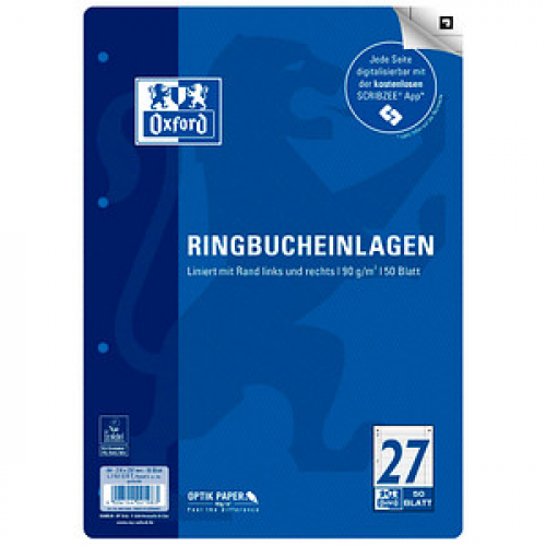 OXFORD Ringbucheinlage A4 liniert, 50 Blätter