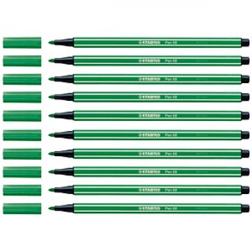 STABILO Pen 68 Filzstifte grün, 10 St.