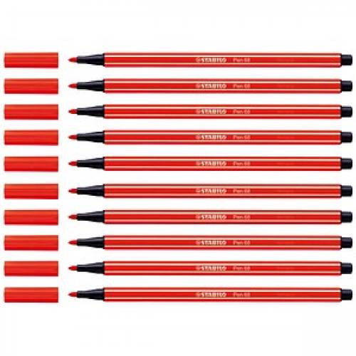 STABILO Pen 68 Filzstifte rot, 10 St.