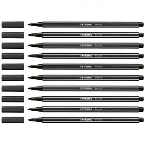 STABILO Pen 68 Filzstifte schwarz, 10 St.