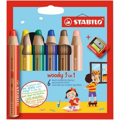 STABILO woody 3 in 1 Malset farbsortiert, 6 St.