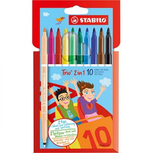 STABILO Trio 2in1 Filzstifte farbsortiert, 10 St.
