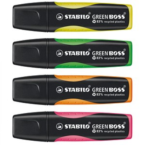 STABILO GREEN BOSS Textmarker farbsortiert, 4 St.