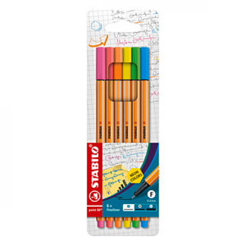 STABILO point 88 NEON Fineliner farbsortiert 0,4 mm, 6 St.