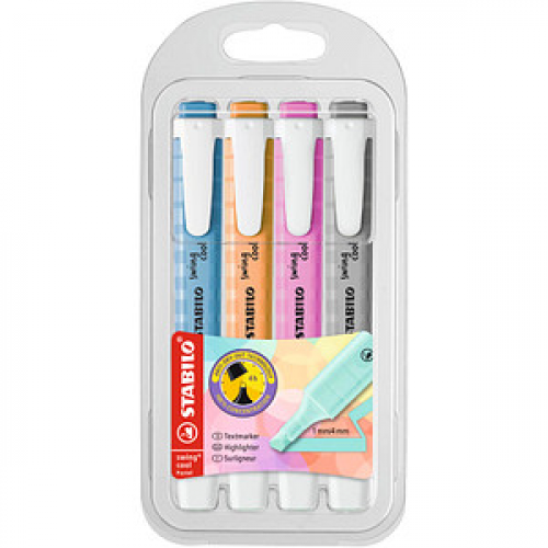 STABILO swing cool Pastel Textmarker farbsortiert, 4 St.