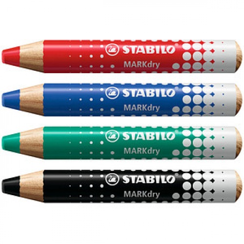 STABILO MARKdry Whiteboard- und Flipchart-Marker farbsortiert 1,0 - 10,0 mm, 4 St.