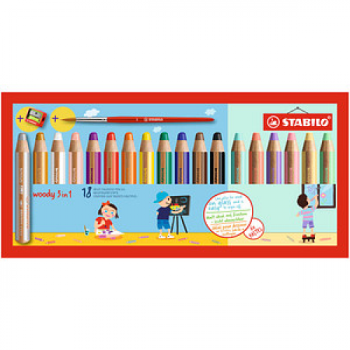 STABILO woody 3 in 1 + PASTEL Malset farbsortiert, 18 St.