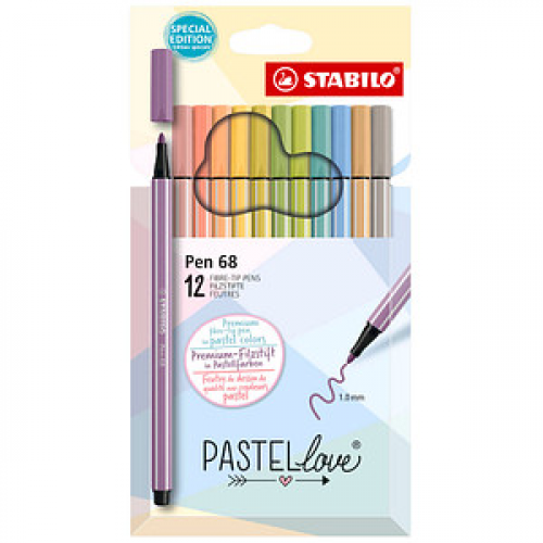 STABILO Pen 68 PASTELlove Filzstifte farbsortiert, 12 St.