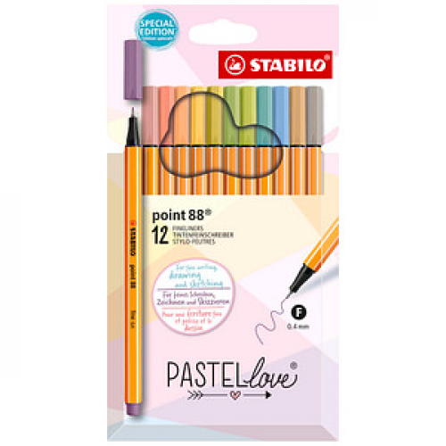 STABILO point 88 PASTELlove Fineliner farbsortiert 0,4 mm, 12 St.