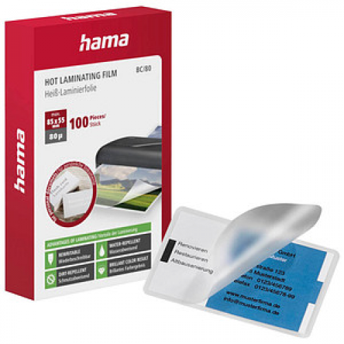 100 hama Laminierfolien glänzend für Visitenkartenformat 80 micron