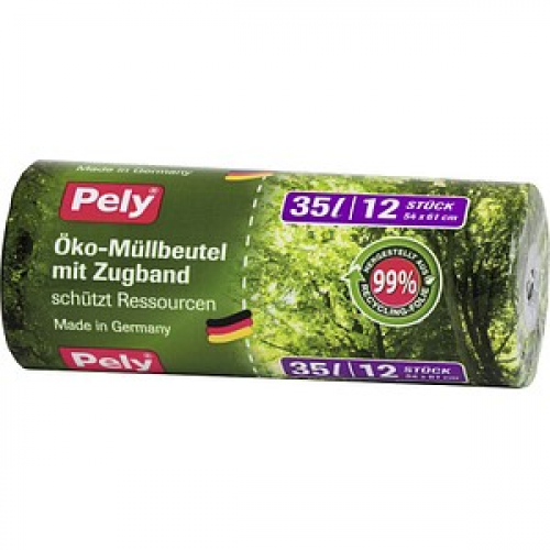 Pely Müllbeutel Öko 35,0 l grün, 12 St.