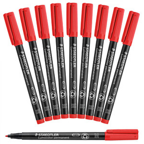 10 STAEDTLER Lumocolor Folienstifte rot 1,0 mm permanent